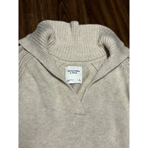 Abercrombie & Fitch Notch Neck Sweater Knit Women's Small Pullover, Beige - Picture 5 of 9